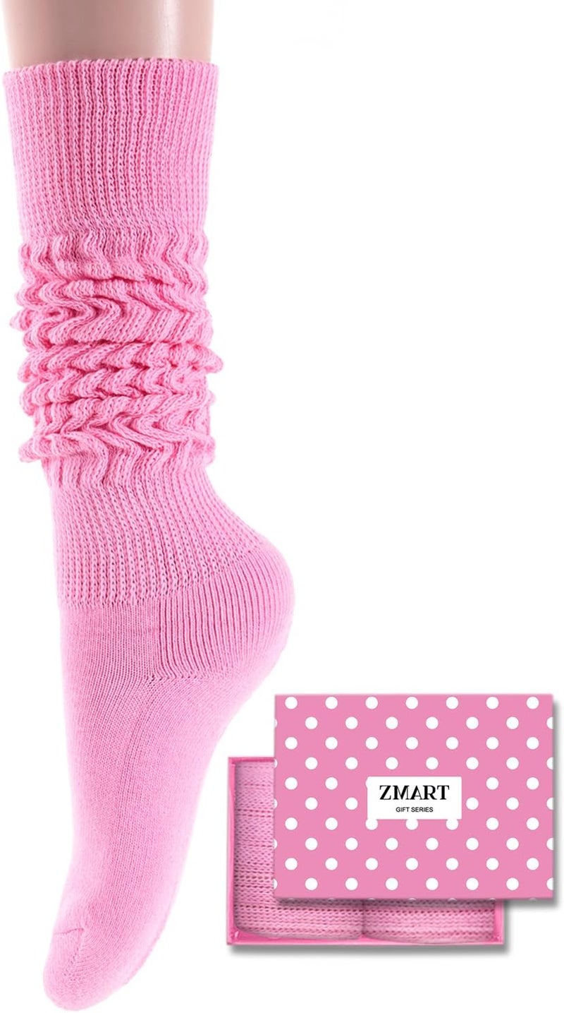 Zmart Women Slouch Socks - Cozy Scrunch Socks, 80s Style in White, Black, Orange & Cream - Image 1